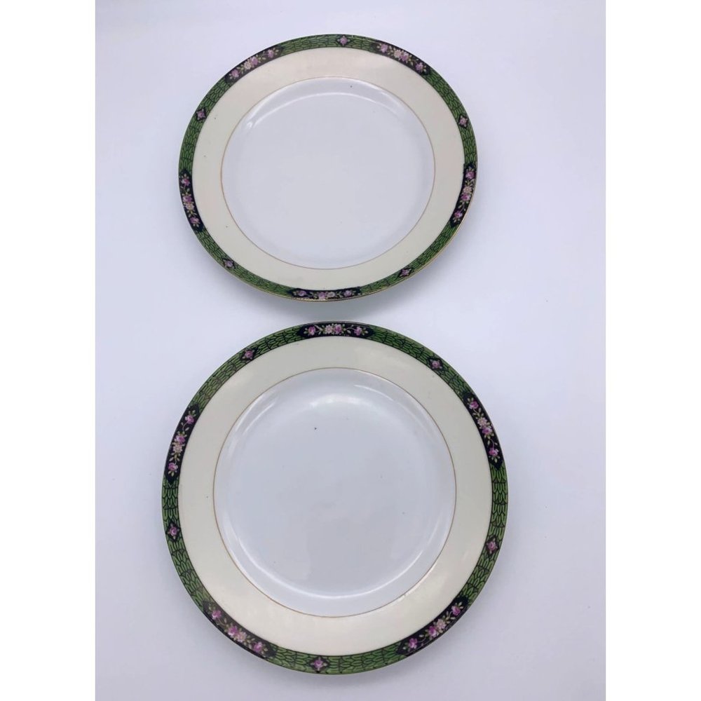 Vintage Noritake - 2 Bread & Butter Plates - Cherry Blossom Back Stamp ca 1924